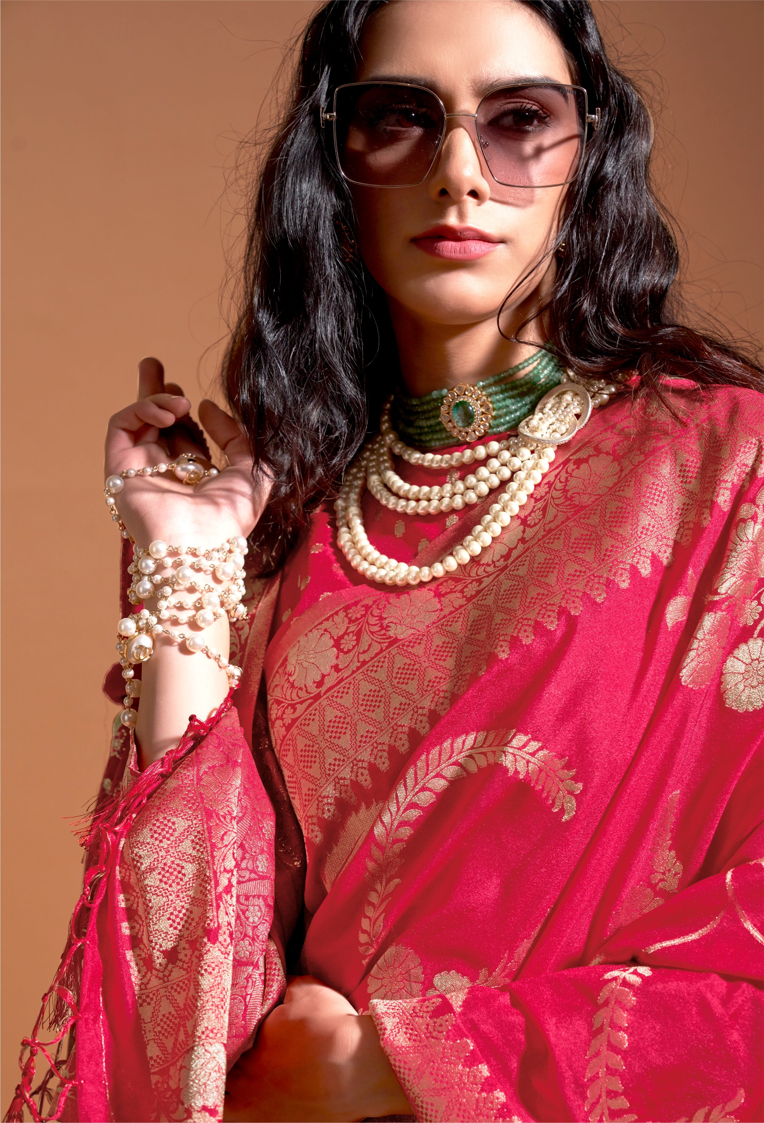 Rani Pink Silk Weaving Designer Traditional Saree