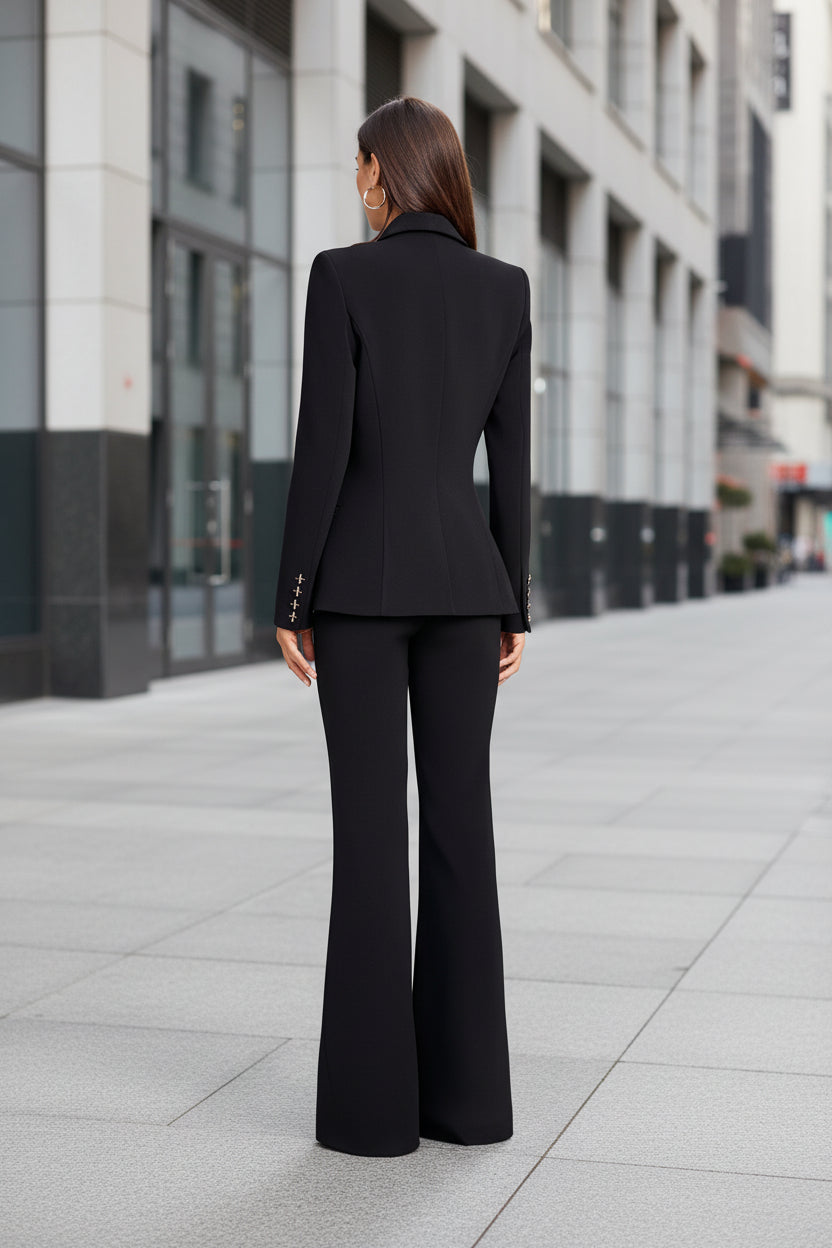 Women's Fitted Sleeveless Blazer Vest with Metallic Button Detail - Image 4