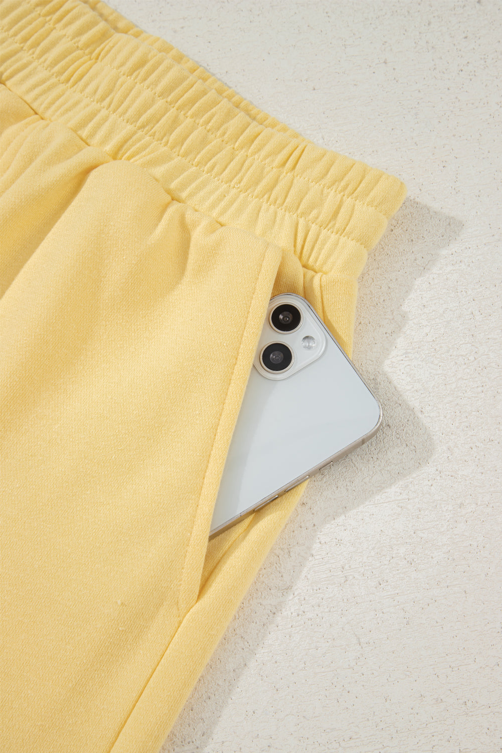 Yellow Cotton Blend Oversized Pullover & Shorts Set