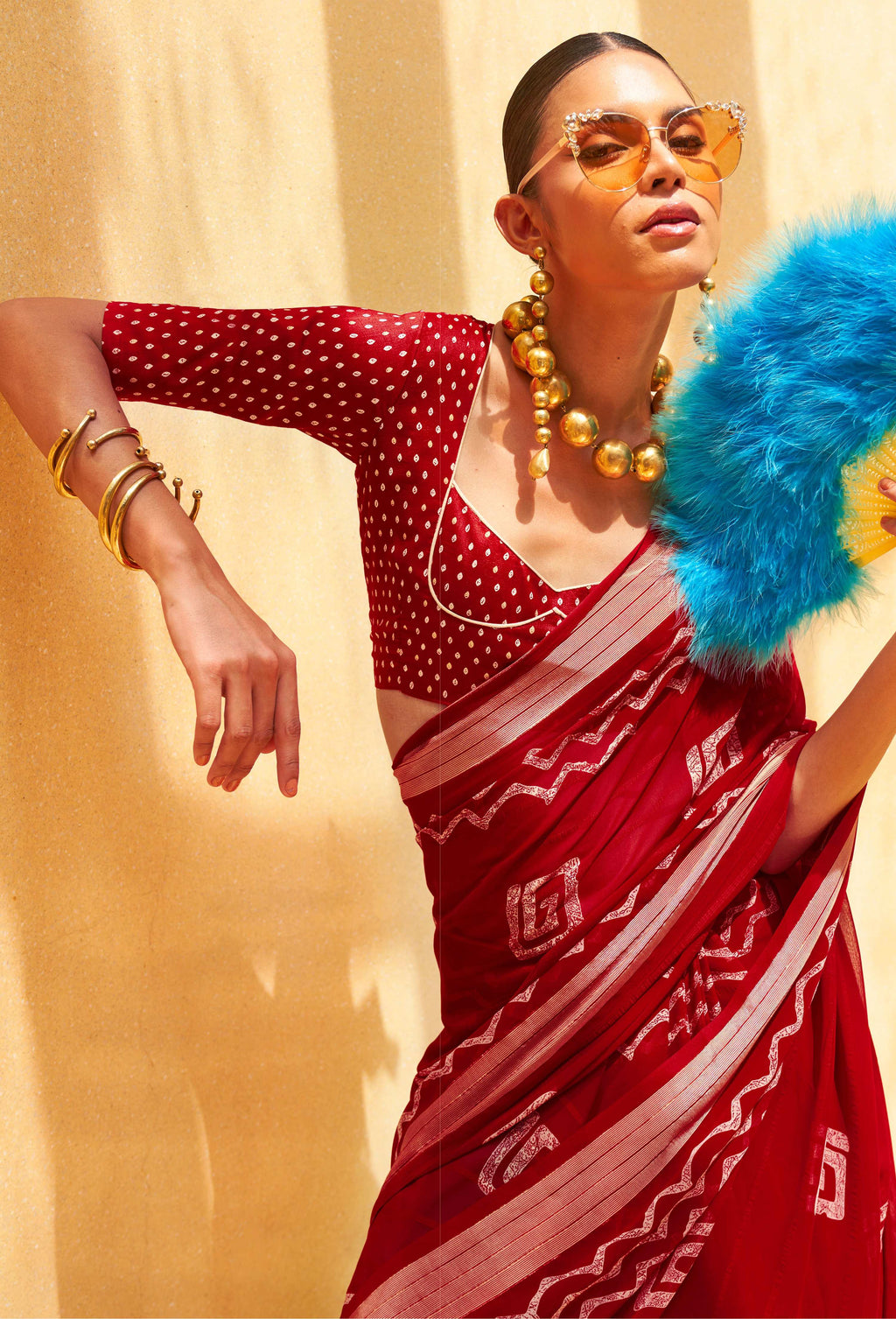 Maroon Printed Georgette Classic Saree for Festive Occasions