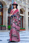 Multi Colour Printed Satin Saree for Elegant Occasion Wear