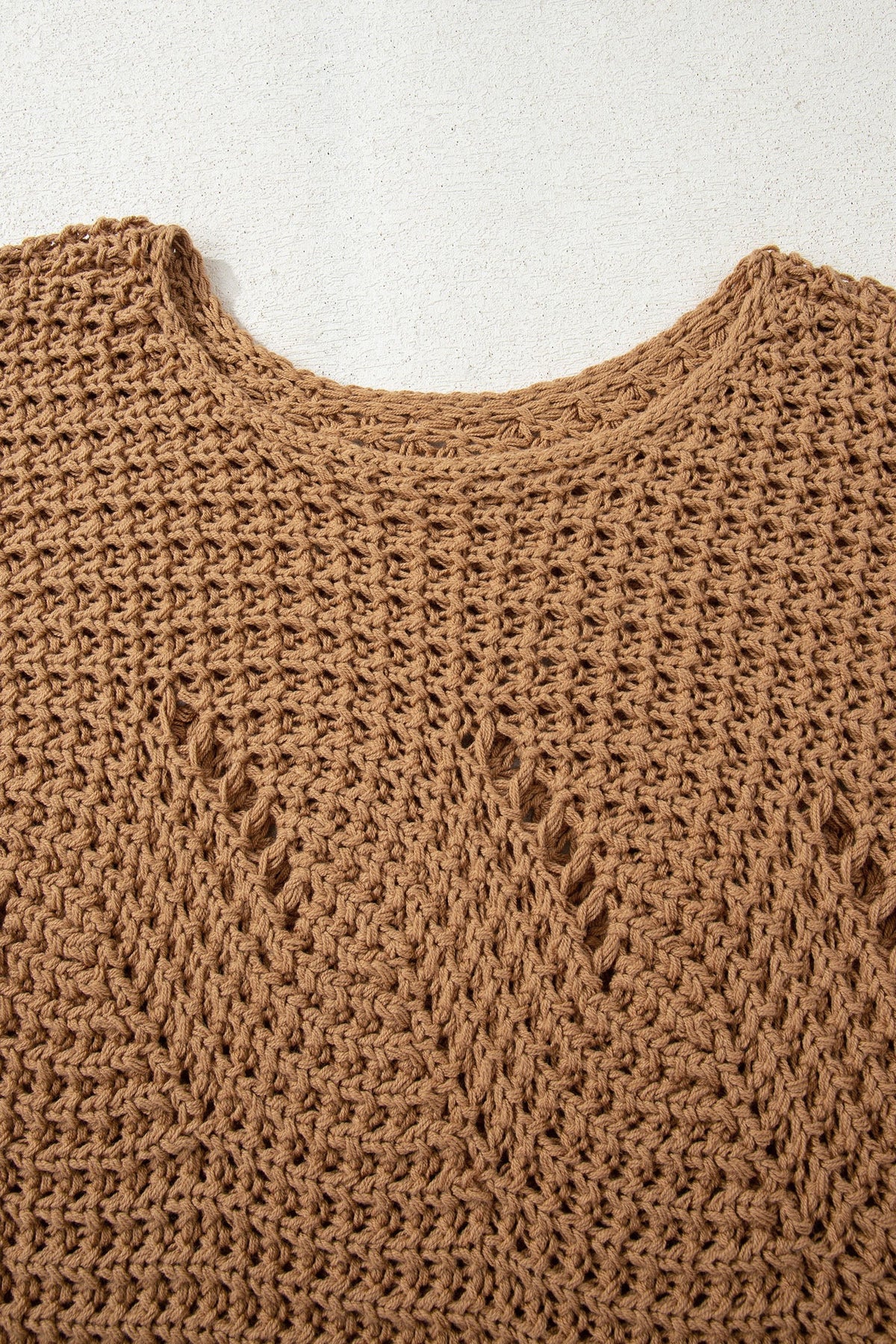 Hollowed Knit Wide Sleeve Pullover Sweater