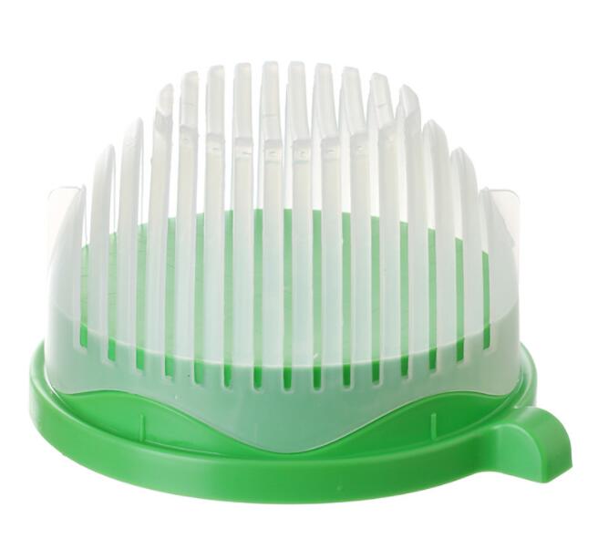 Modern Salad Cutter Bowl - 20cm Functional Kitchen Tool, Green/White