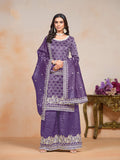 Violet Santoon Art Silk palazzo suit with embroidery and sequins work.