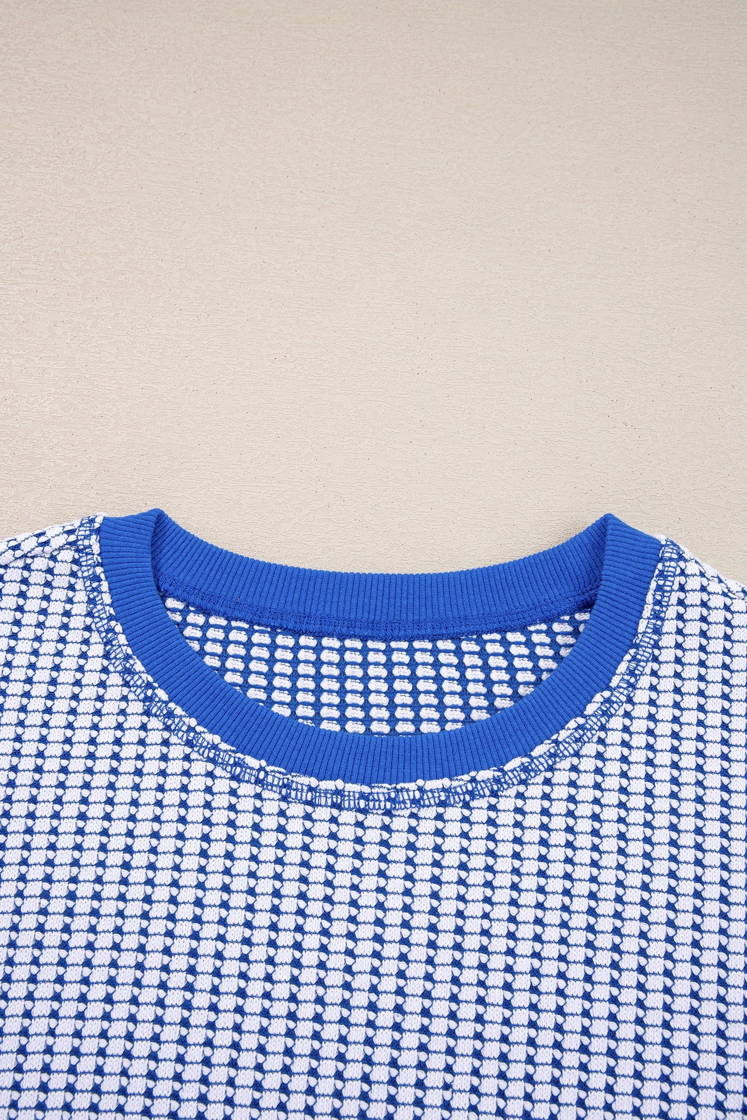 Waffle Knit Exposed Seam Side Slit Long Sleeve Top
