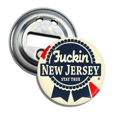 Blue Ribbon New Jersey Magnet Bottle Opener featuring local Garden State branding