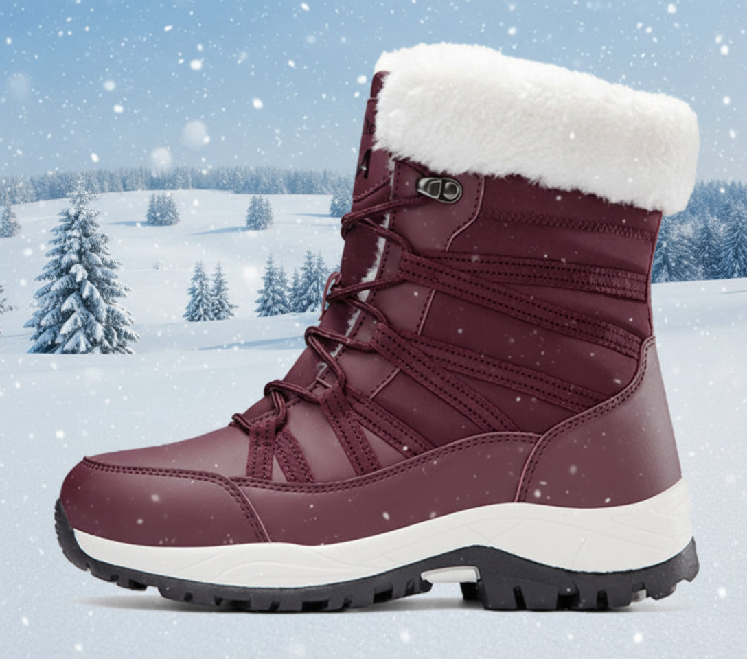 Women’s Winter Fleece-Lined Thicker Non-Slip Cotton-Padded Outdoor Mid-Boots