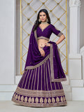 Trendy purple art silk lehenga choli with intricate embroidery