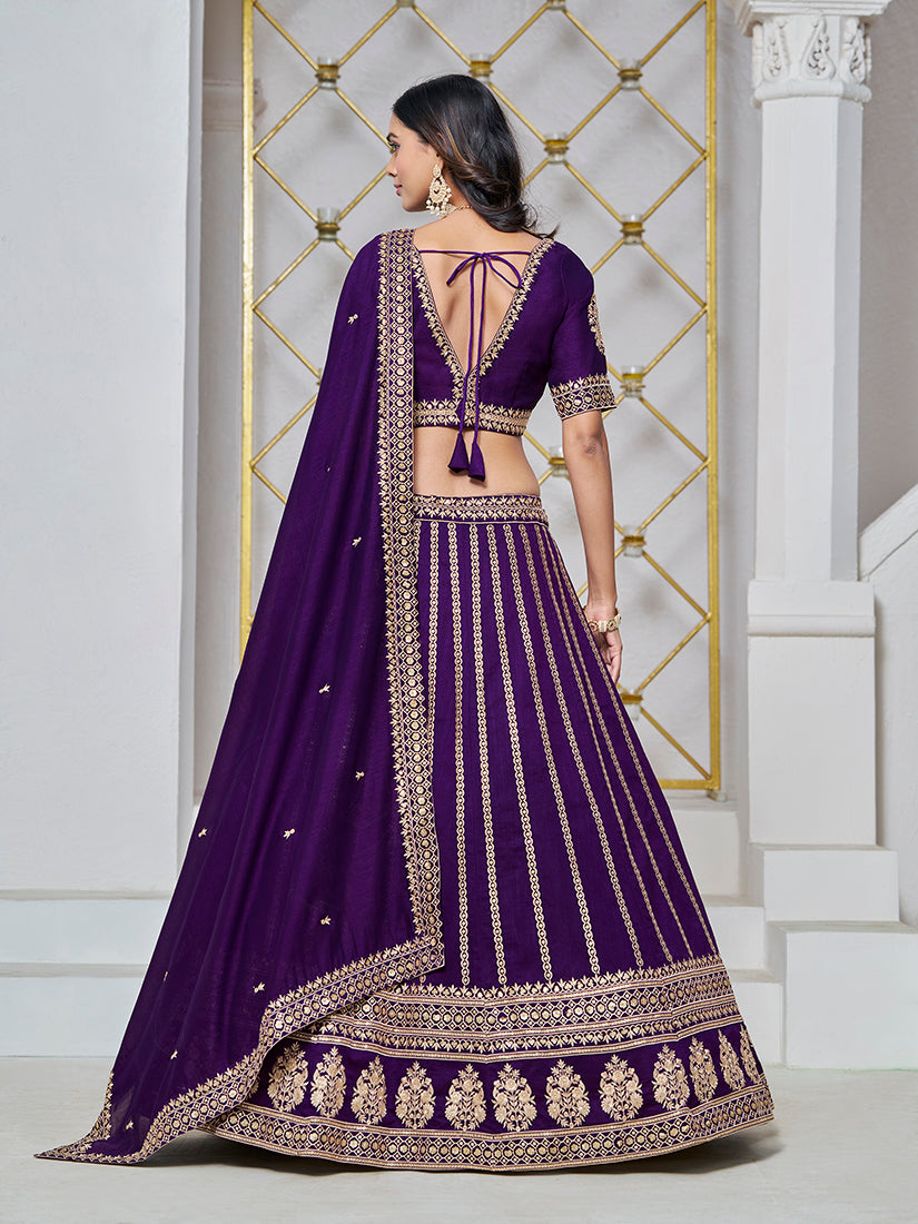 Purple Art Silk Embroidered Trendy Lehenga Choli