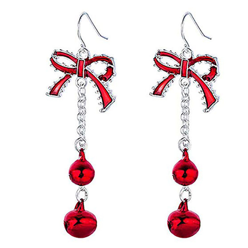 European And American Cross-border Fashion Christmas Earrings Cute Cartoon Christmas Tree Bells Bulbs Snowflake Alloy Earrings