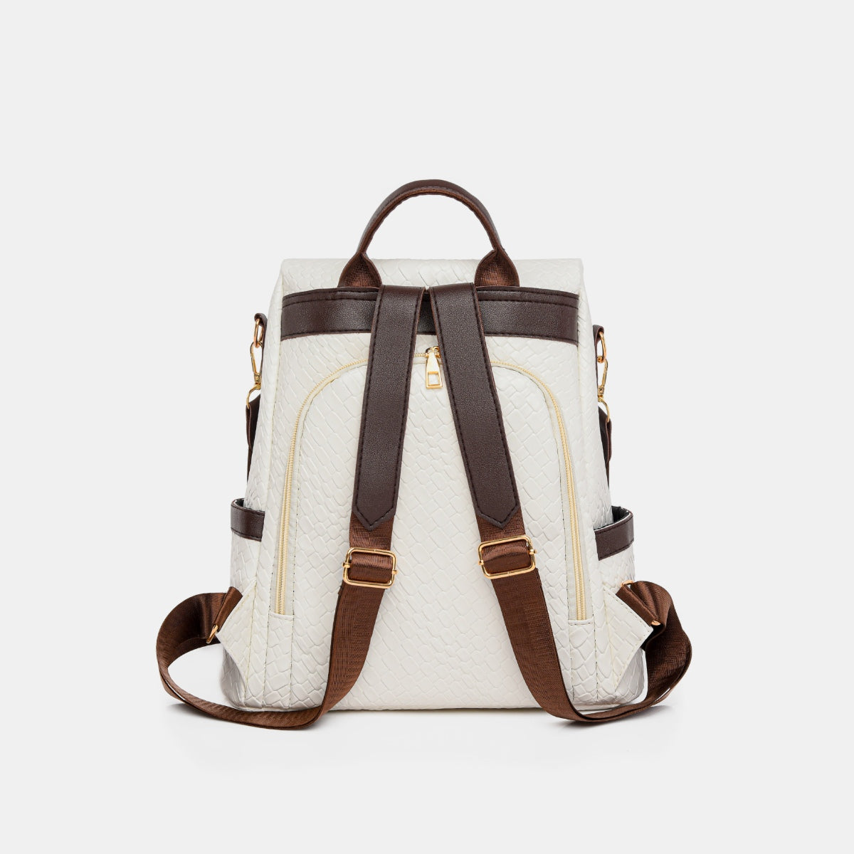 Woven Texture PU Leather Backpack Convertible Shoulder Bag
