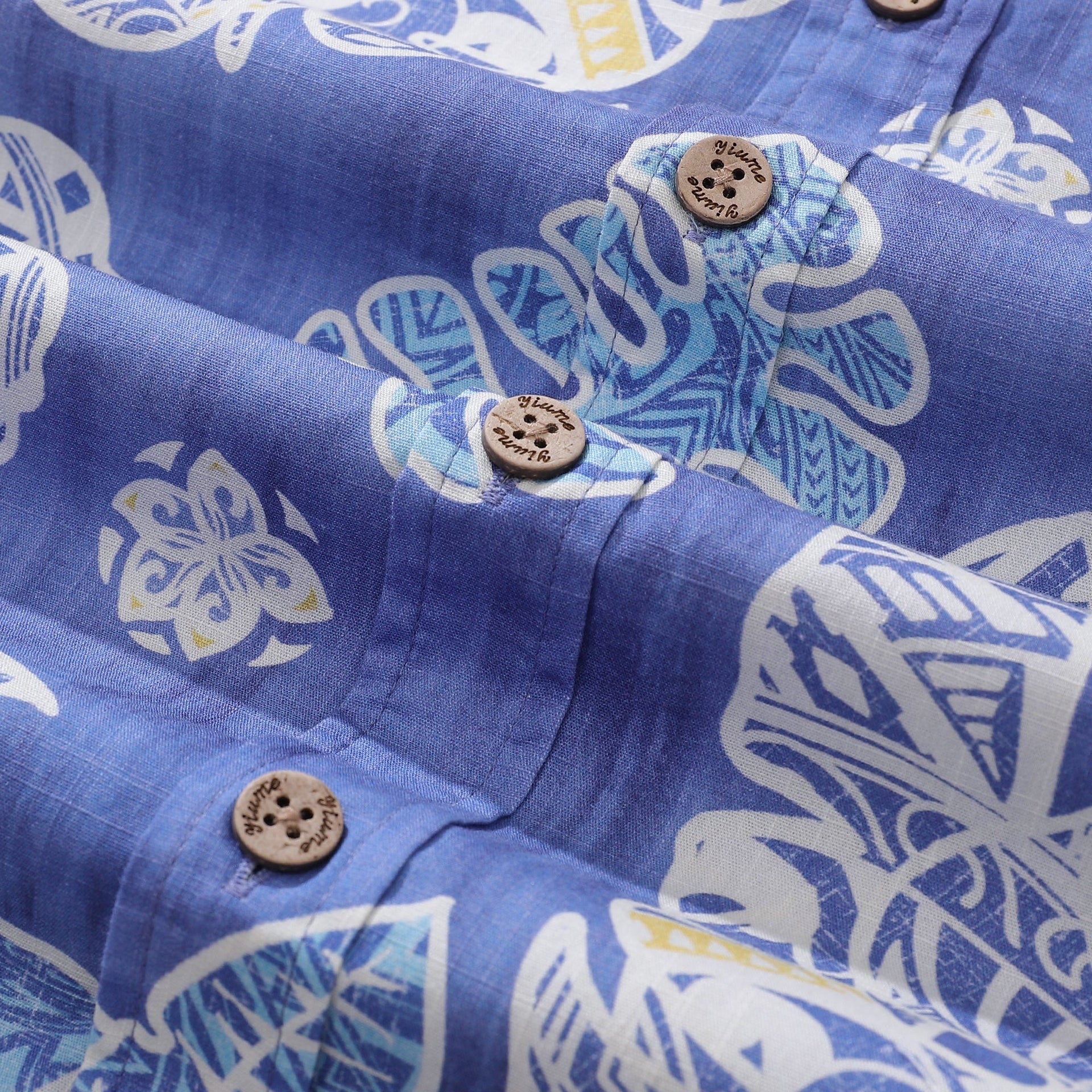 Men's Hawaiian Shirt Native Plant Pattern Cotton Button-Down