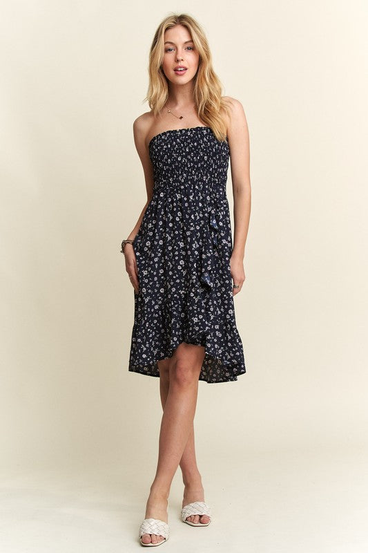Floral Smocked Tube Dress with Pockets - Summer Fashion