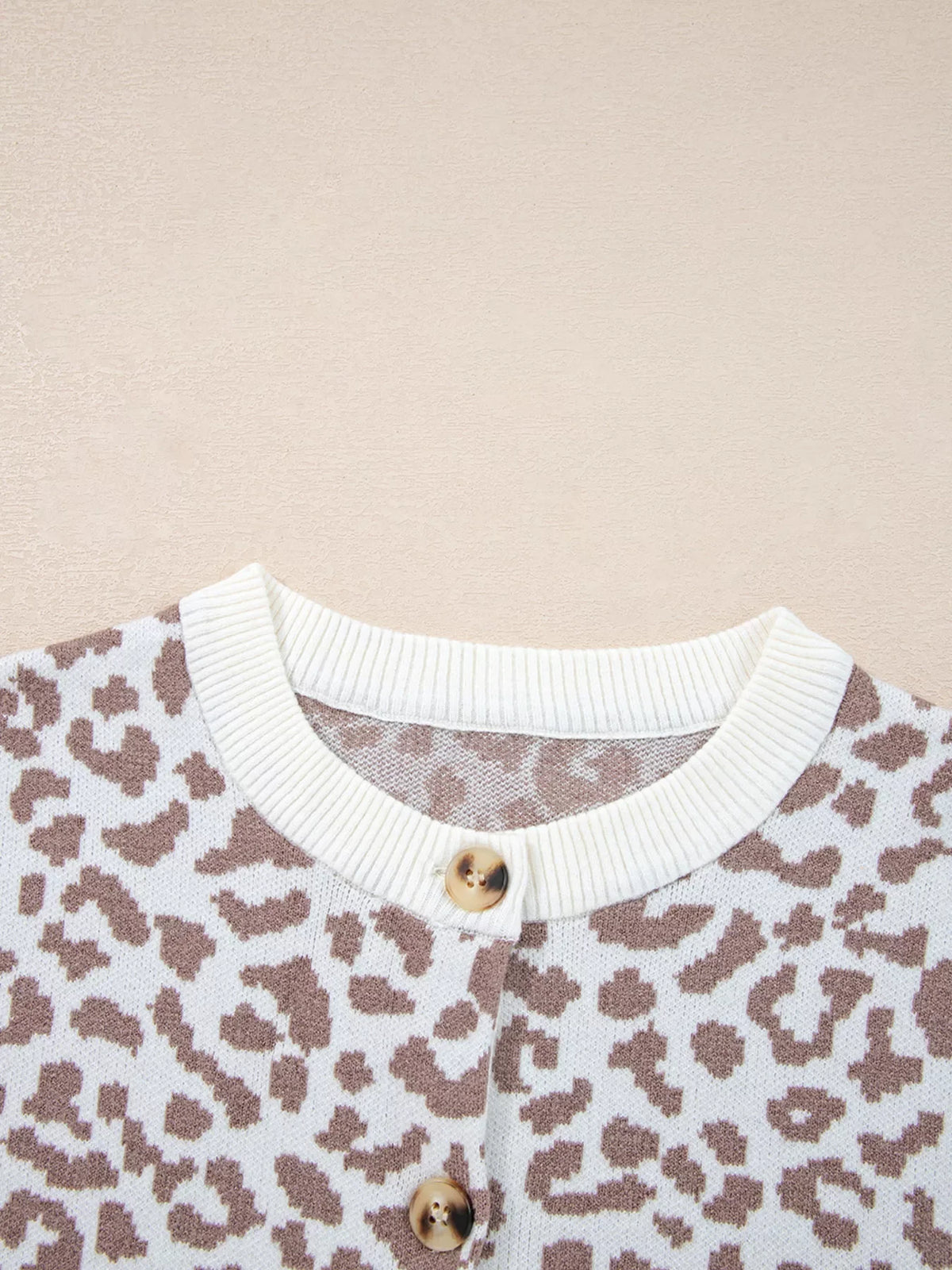 Leopard Drop Shoulder Chunky Knitted Cardigan