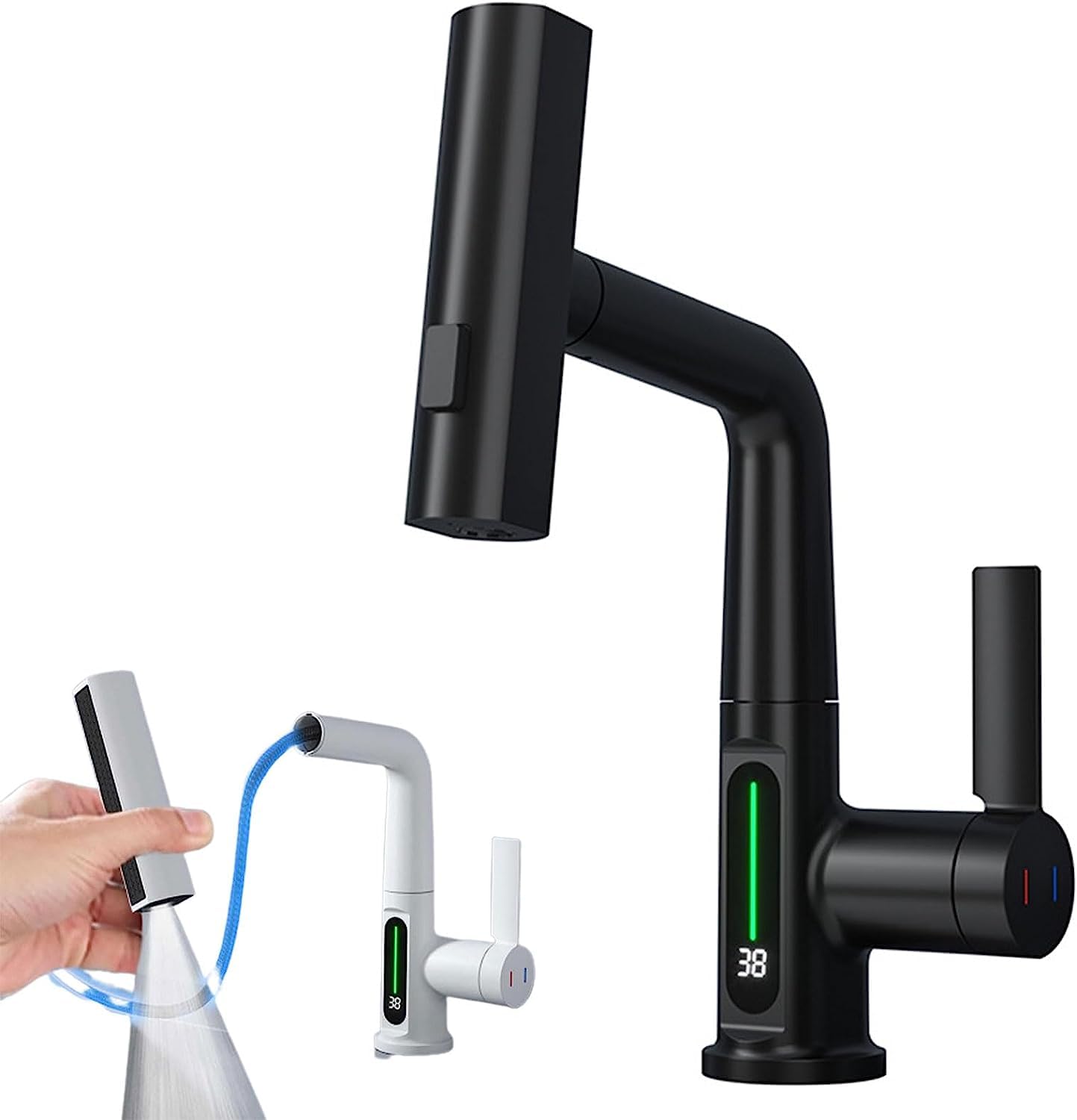 Intelligent Digital Display Kitchen Faucet with Pull-Out Sprayer