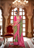 Light green contemporary saree with traditional Patola print design