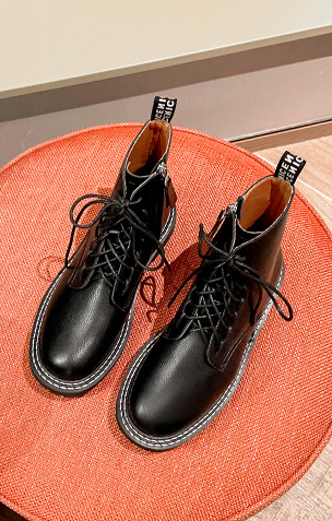 Women's Black Lace-Up Ankle Boots with Chunky Lug Sole - Image 2