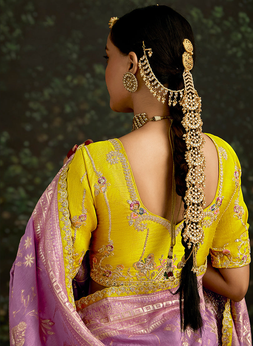 Lilac Dola Silk Saree with Sequins Embroidered Border