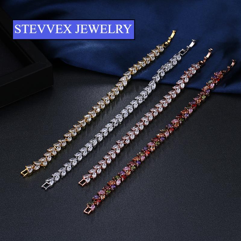 Leaf Charm Bracelet with AAA Cubic Zircon Stones