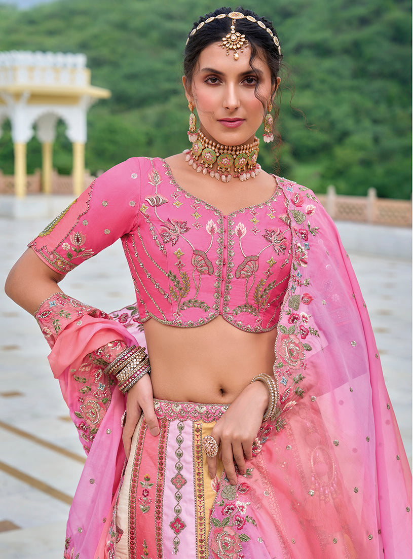 Pink Silk Blend Embroidered Sequins Designer Lehenga Choli