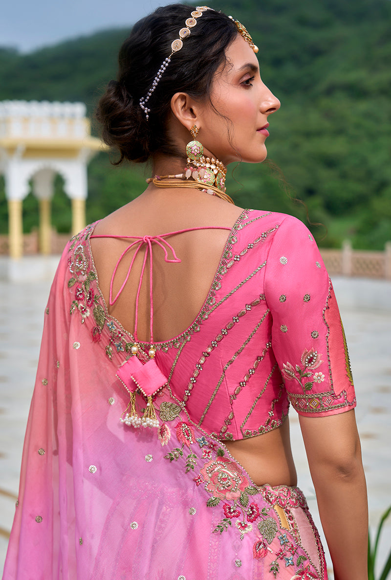 Pink Silk Blend Embroidered Sequins Designer Lehenga Choli