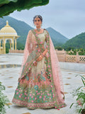 Multi colour silk blend lehenga choli with heavy sequin embroidery
