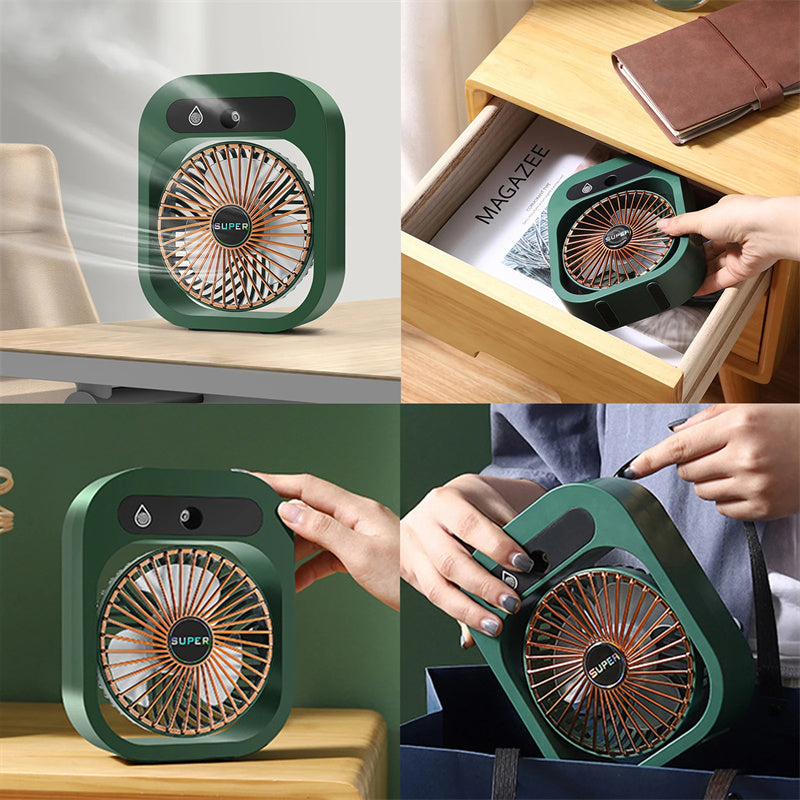 Portable USB Misting Fan & Air Cooler Humidifier - 3 Speed Desktop
