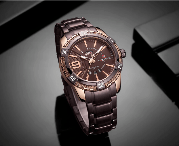 Men's Waterproof Chronograph Watch with Date Display - Modern Metal