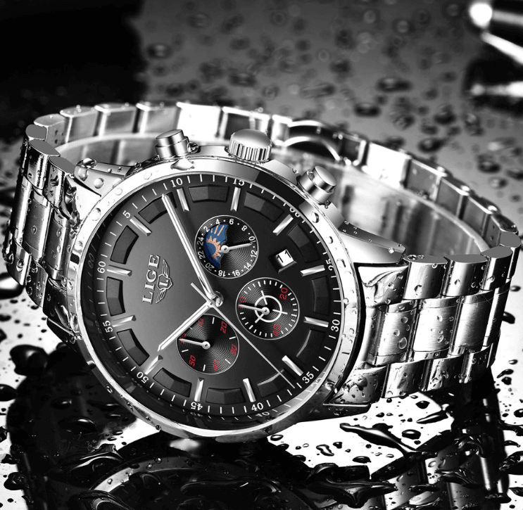 Men's Waterproof Chronograph Watch with Date Display & Luxury Dial
