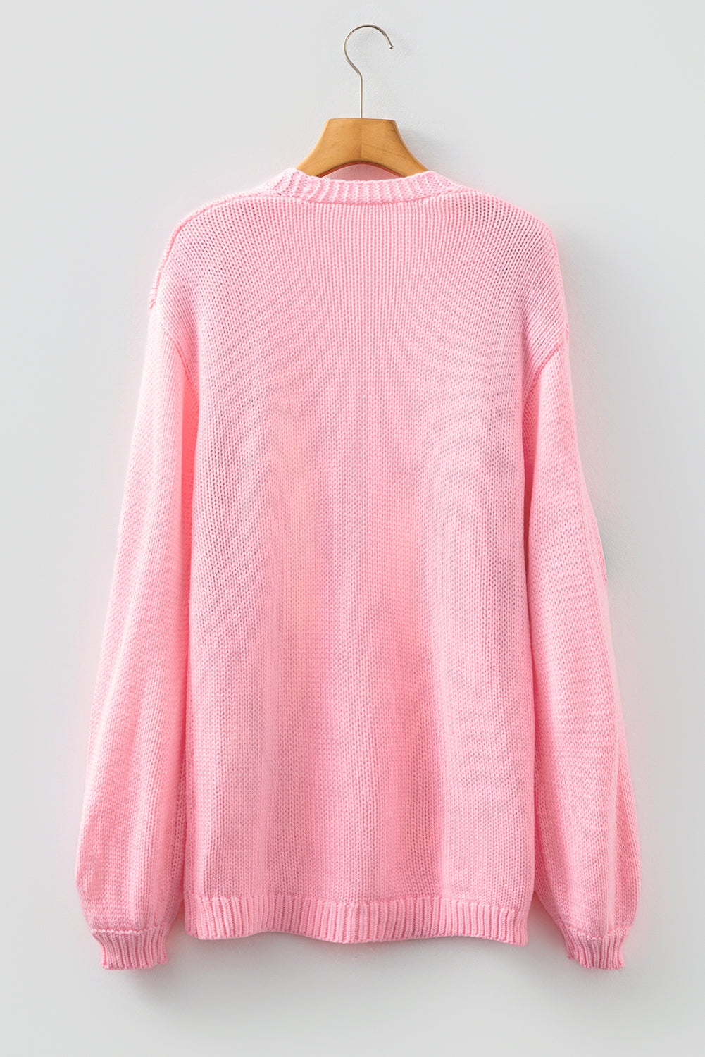 Selena Pink Christmas Tree Pattern Open Front Midi Cardigan - Image 7