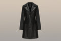 Women's Long Leather Trench Coat Button Front Outerwear