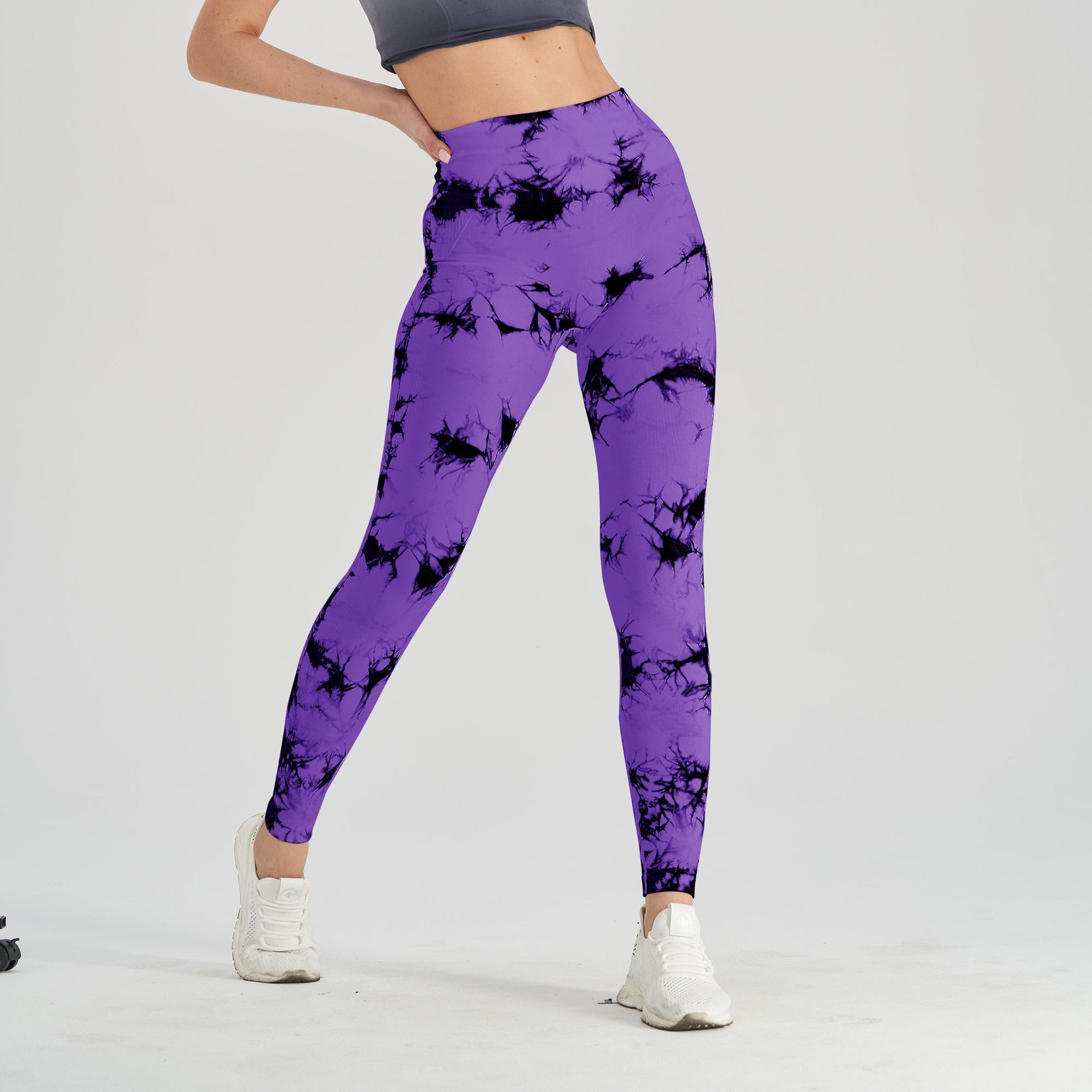Seamless Tie-Dye Yoga Pants – High-Waist Knitted Leggings