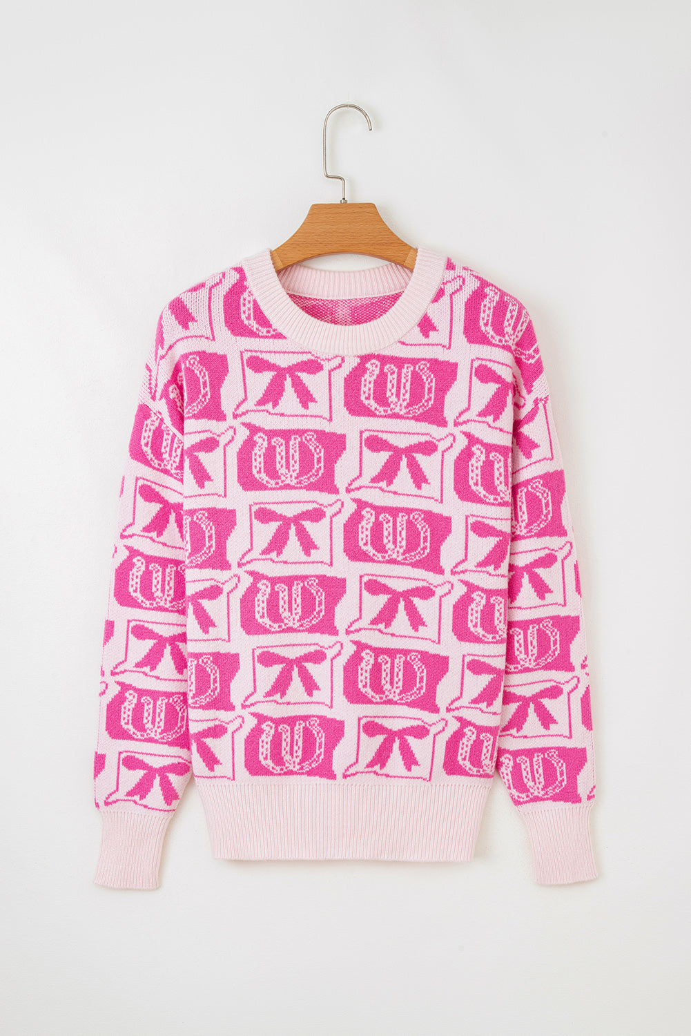 Western Bows & Horseshoes Drop Shoulder Sweater