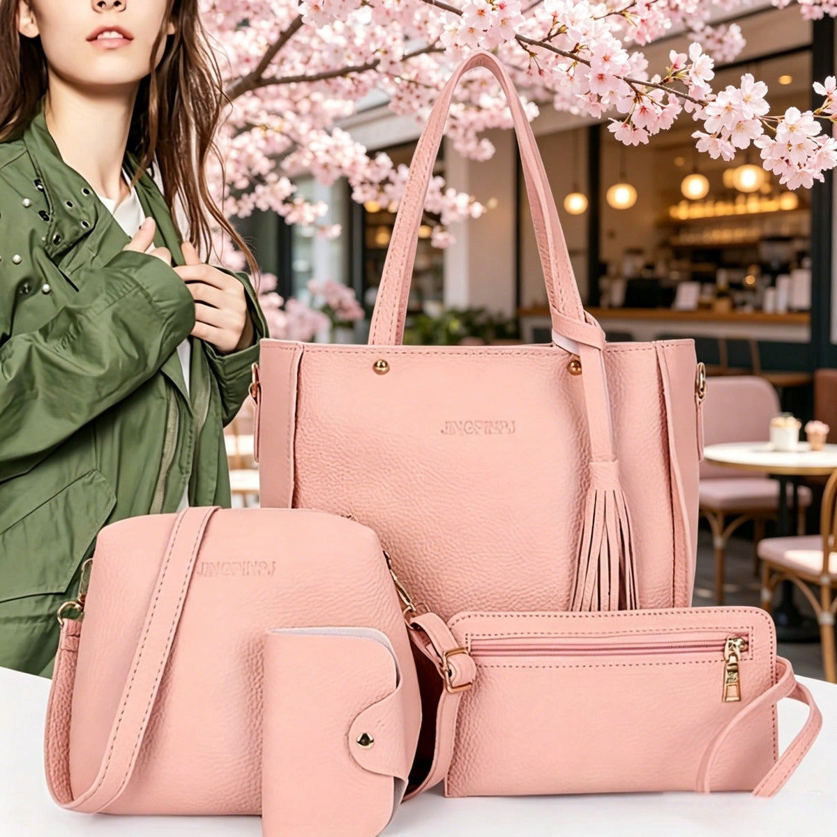 4Piece Chic Women's Purse Set Tote Crossbody Clutch Pouch