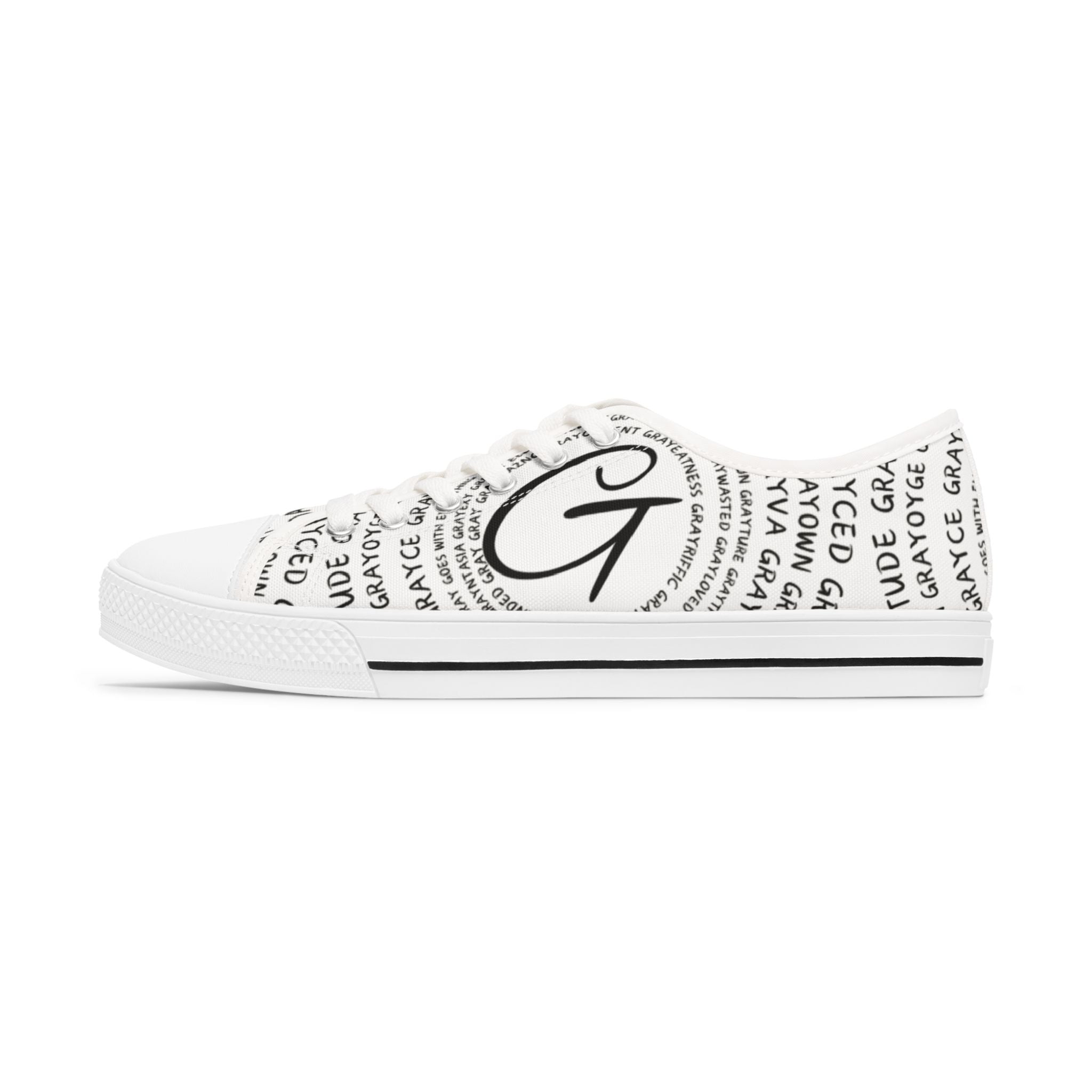 Women's Monochrome Low Top Sneakers, Cotton Lace-Up Casual Shoes