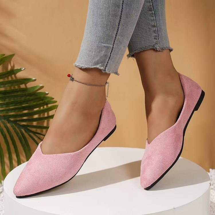 Women's Suede Pointed-Toe Flat Shoes Classic Everyday Footwear