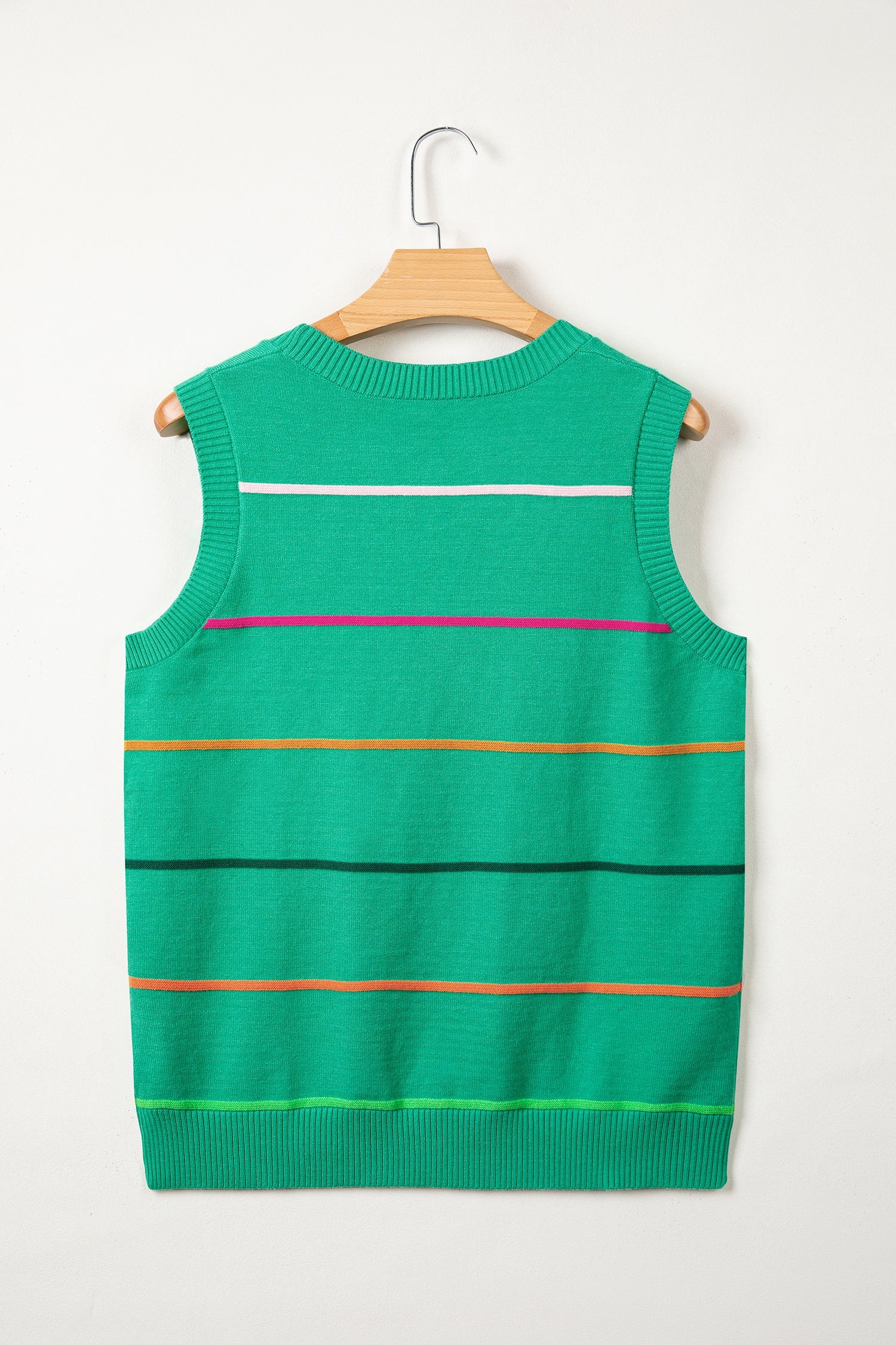 Gracie Stripe Knitted Sweater – Sleeveless Ribbed Tank Top
