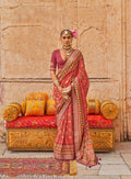 Classic red viscose silk saree with elegant print