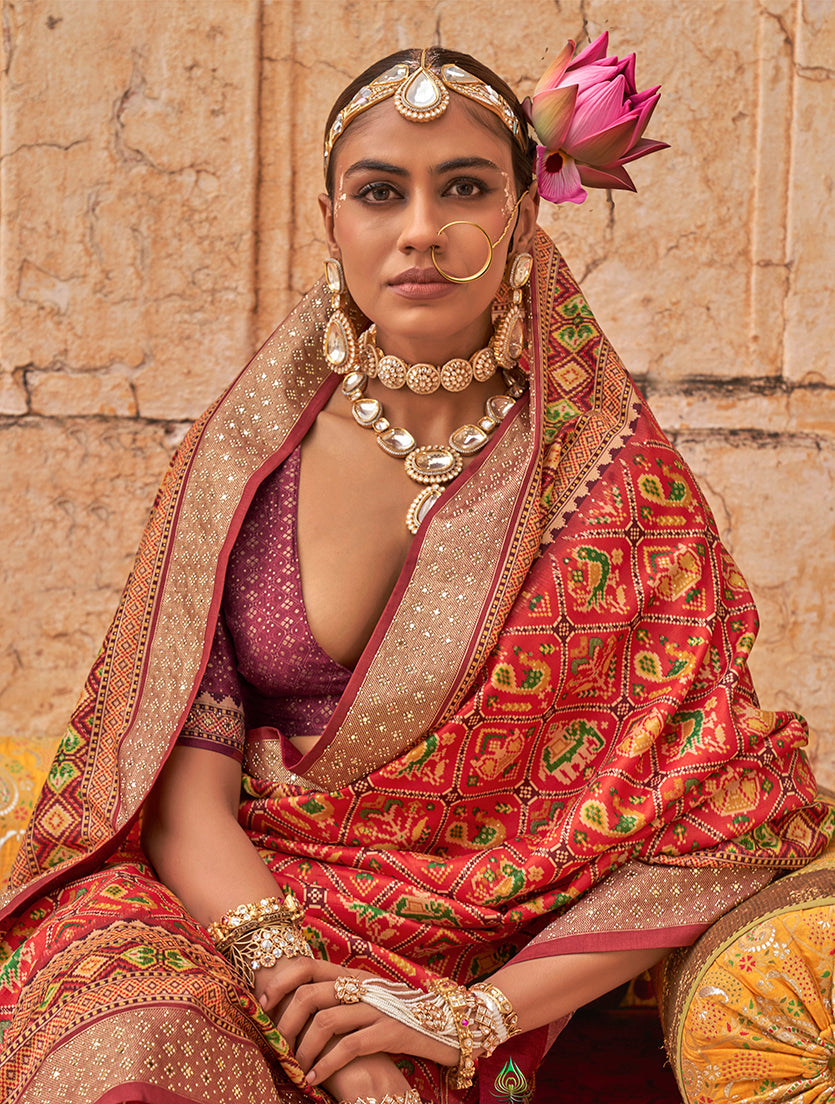 Red Viscose Silk Printed Saree with Classic Design