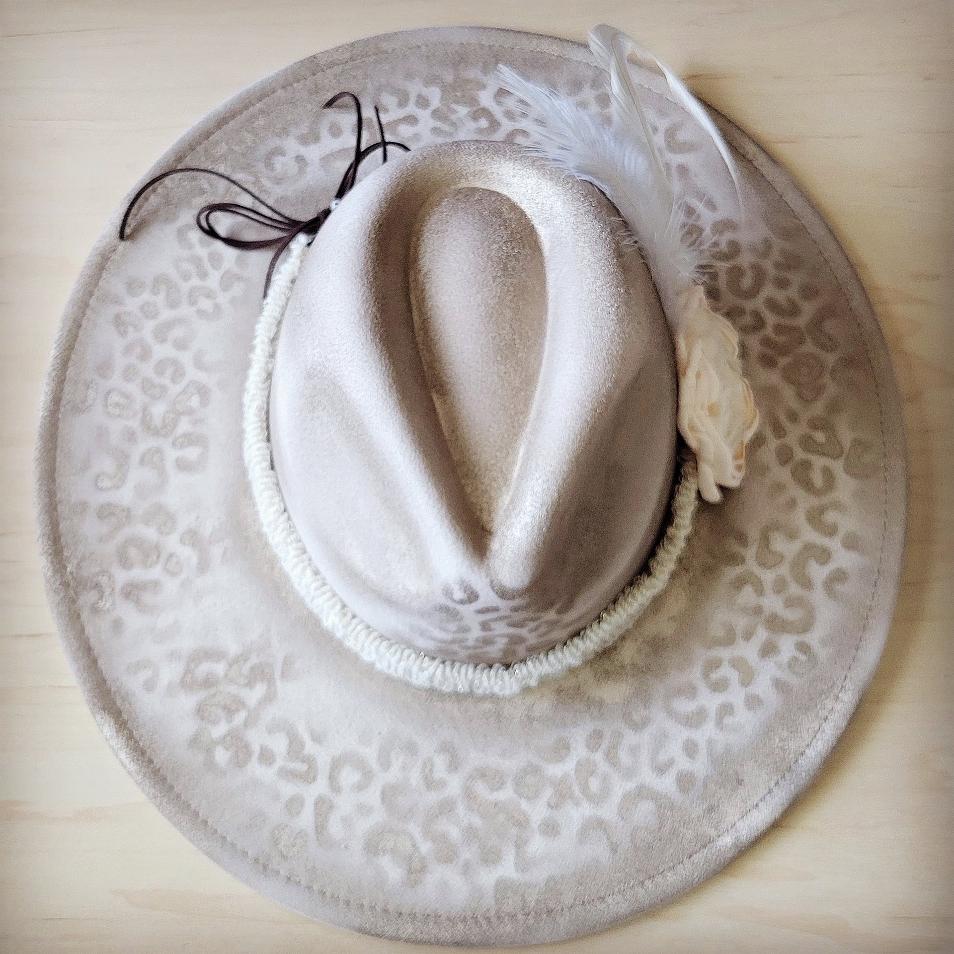 Hand-Painted Leopard Print Boho Western Cowgirl Hat - Image 5