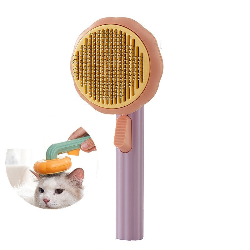 Modern Minimalist Self-Cleaning Pet Grooming Brush - 8-Inch Comb