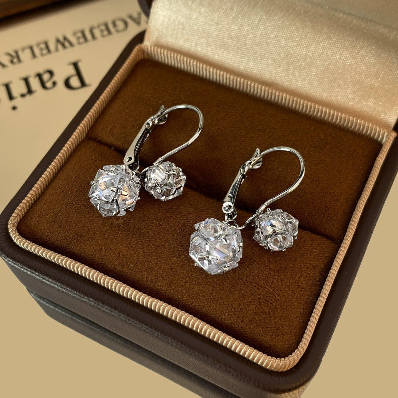 Womens Minimalist Round Rhinestone Pendant Clip On Earrings,Costume Earrings For Daily Party Wear