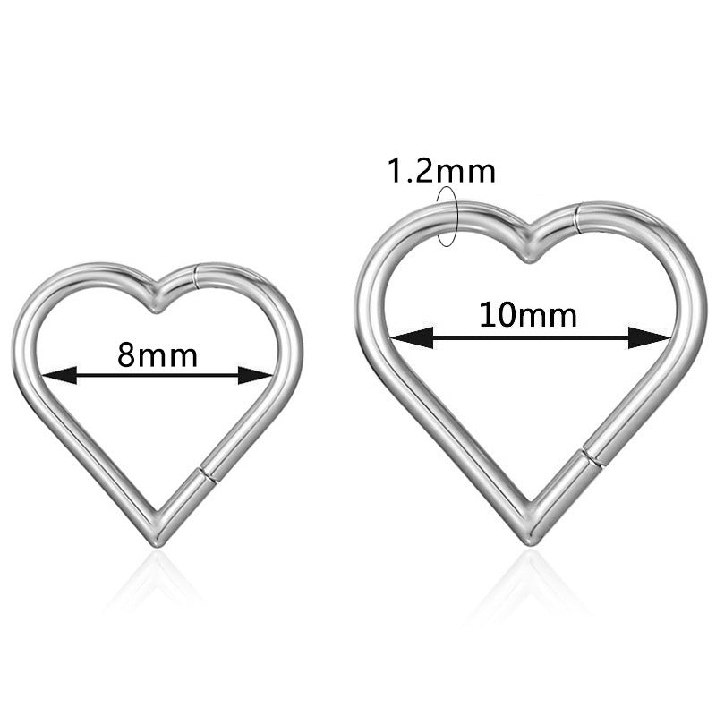 316L Stainless Steel Heart-shaped Closed Nose Ring Earring