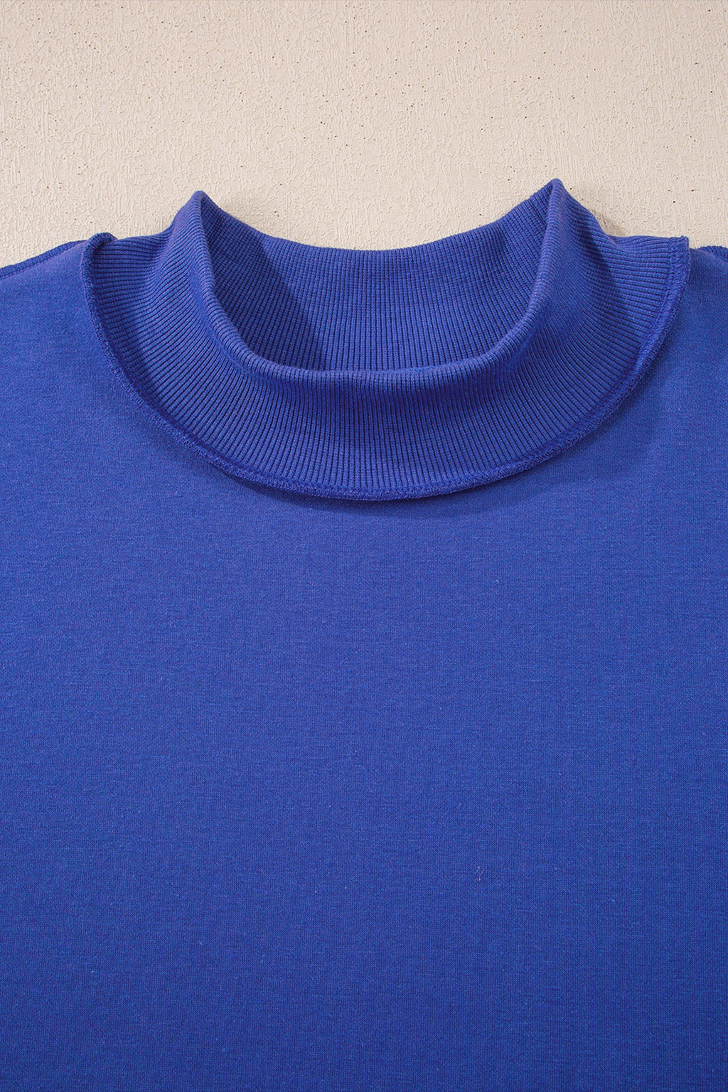 Solid Mock Neck Drop Shoulder Oversize Sweatshirt