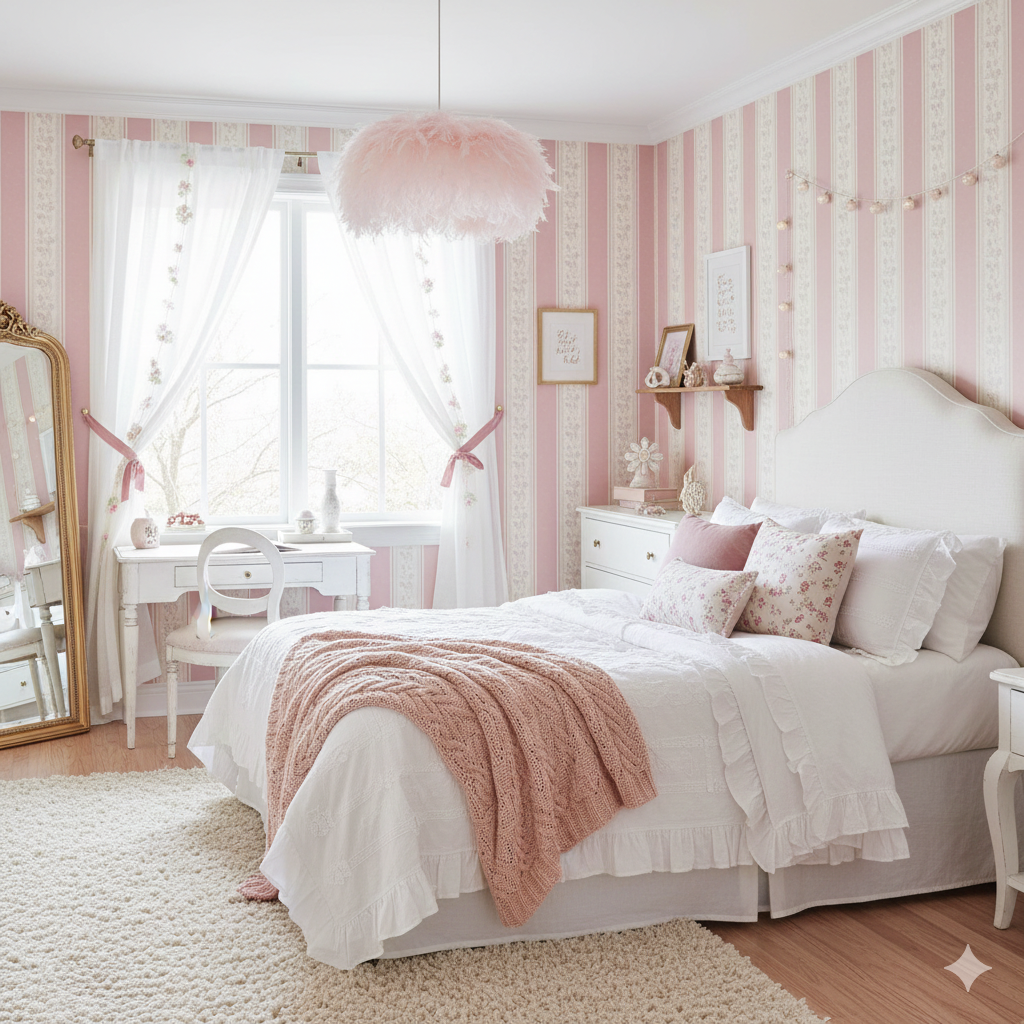 Close-up view of Ashby patterned wallpaper applied to a clean interior wall.