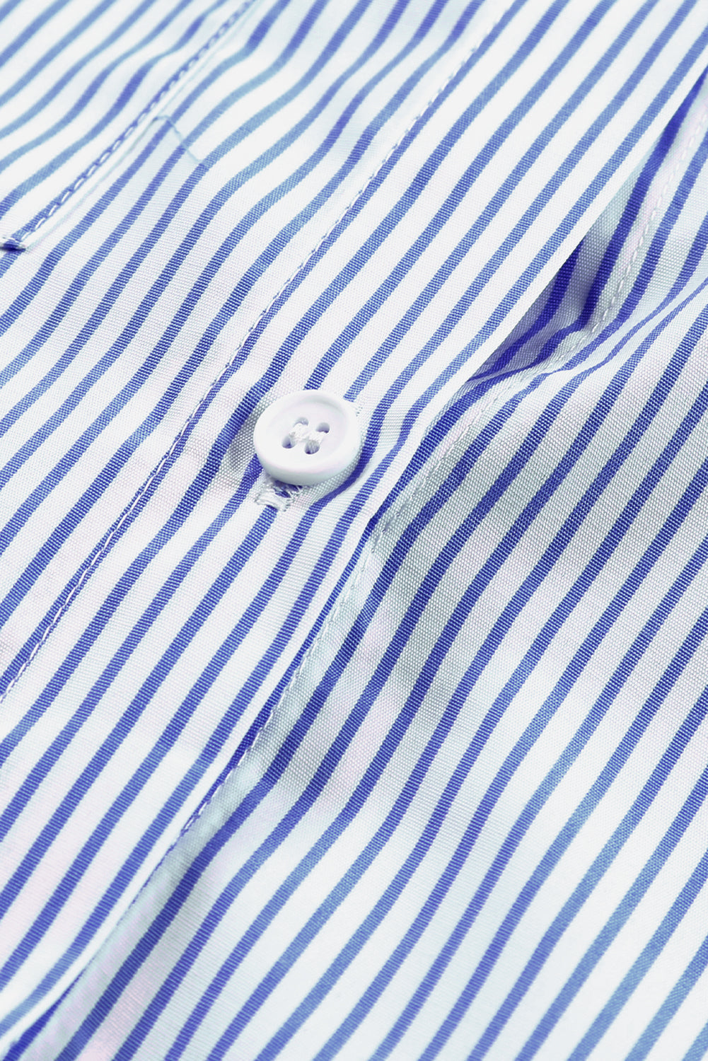 Blue Striped Casual Shirt with Shirred Cuffs | Polyester