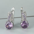 AutumnWinter Accessories White K-Gold Inlaid Round Amethyst Ear Clips