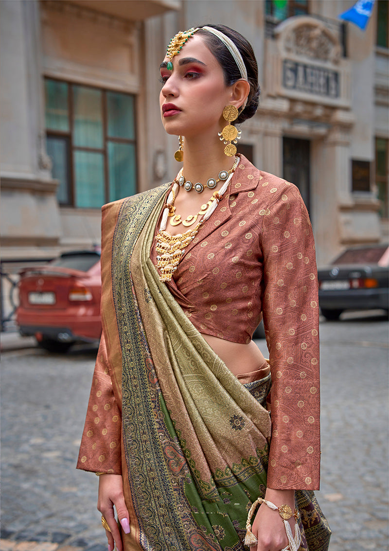 Multicolour Viscose Silk Saree with Abstract Foil Print