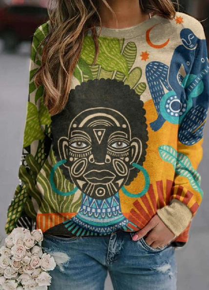 Women's Patterned Crew Neck Sweater Long Sleeve Pullover - Image 9