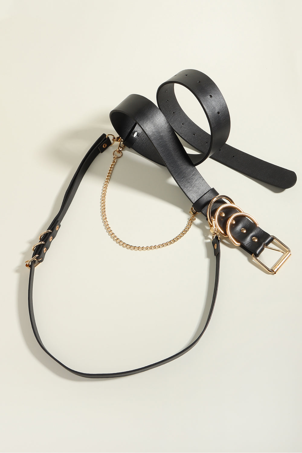 Punk PU Belt with Alloy Buckle | Black & Gold